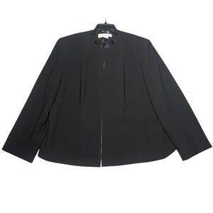 Jones New York Platinum Women's Black Collarless Full‎ Zip Jacket Size 18W Plus